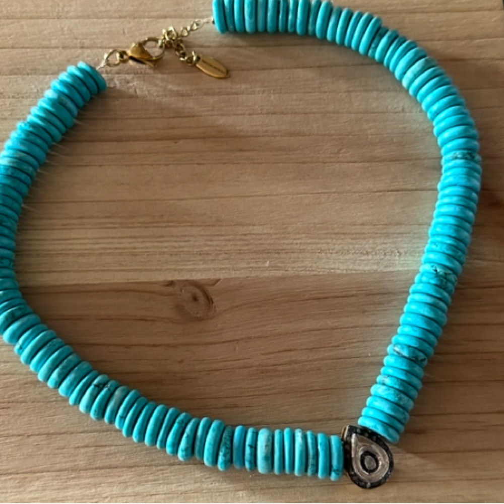 L’ atelier De Liora Polki Diamond Turquoise Necklace - Picture 12 of 13